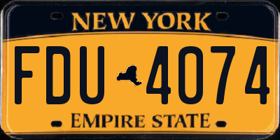 NY license plate FDU4074
