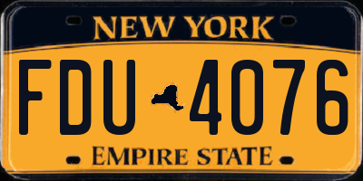 NY license plate FDU4076
