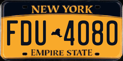 NY license plate FDU4080