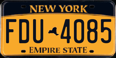NY license plate FDU4085