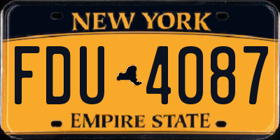 NY license plate FDU4087