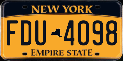 NY license plate FDU4098