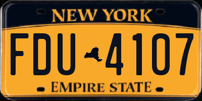 NY license plate FDU4107