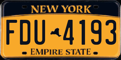 NY license plate FDU4193