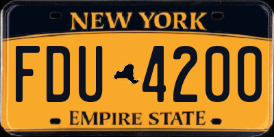 NY license plate FDU4200