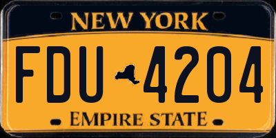 NY license plate FDU4204