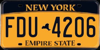 NY license plate FDU4206