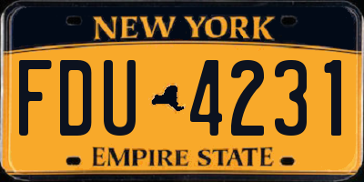 NY license plate FDU4231