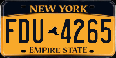 NY license plate FDU4265