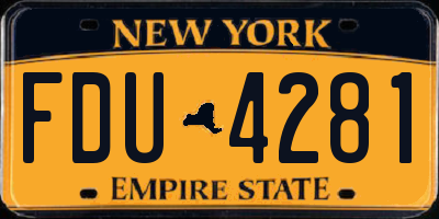 NY license plate FDU4281
