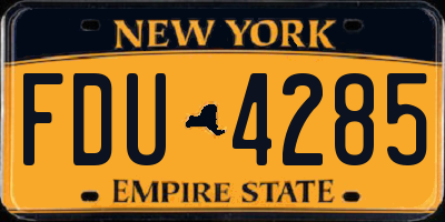 NY license plate FDU4285