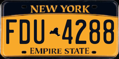 NY license plate FDU4288
