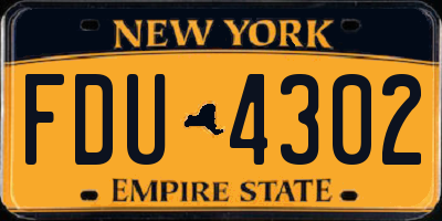 NY license plate FDU4302