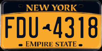 NY license plate FDU4318