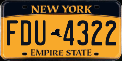 NY license plate FDU4322