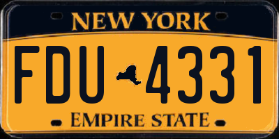 NY license plate FDU4331