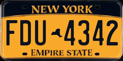 NY license plate FDU4342