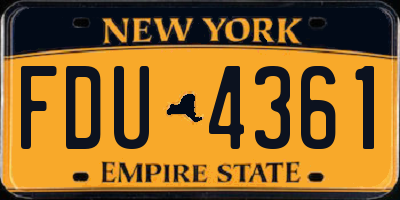 NY license plate FDU4361