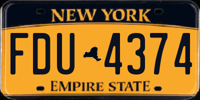 NY license plate FDU4374