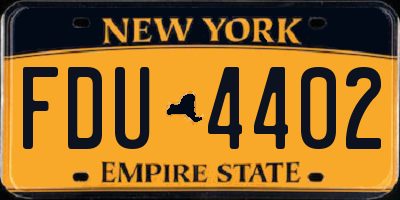 NY license plate FDU4402