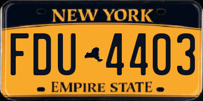 NY license plate FDU4403