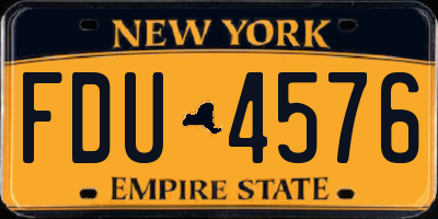 NY license plate FDU4576