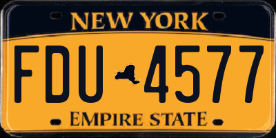 NY license plate FDU4577