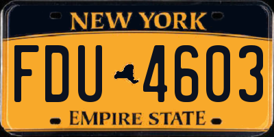 NY license plate FDU4603
