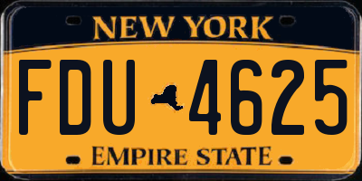 NY license plate FDU4625