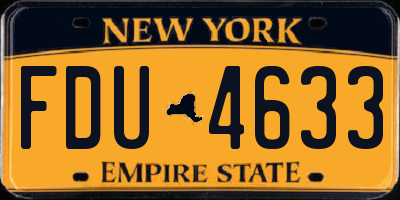 NY license plate FDU4633