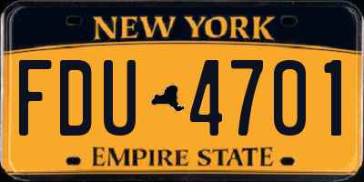 NY license plate FDU4701