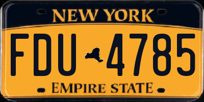 NY license plate FDU4785