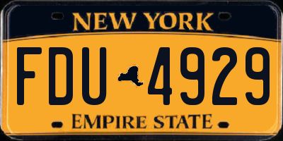 NY license plate FDU4929