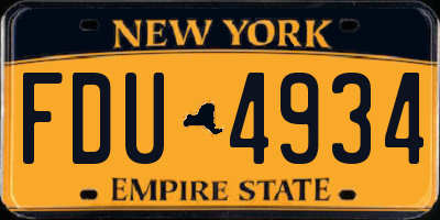 NY license plate FDU4934