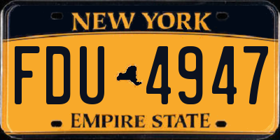 NY license plate FDU4947