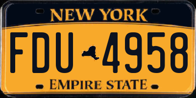 NY license plate FDU4958