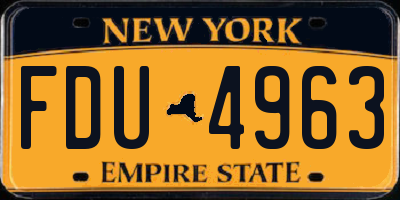 NY license plate FDU4963