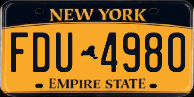 NY license plate FDU4980