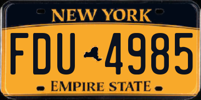 NY license plate FDU4985