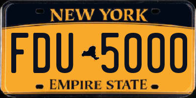 NY license plate FDU5000