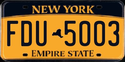 NY license plate FDU5003