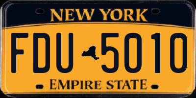NY license plate FDU5010