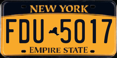 NY license plate FDU5017