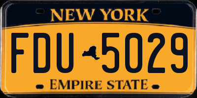 NY license plate FDU5029