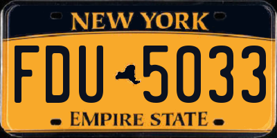 NY license plate FDU5033
