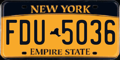NY license plate FDU5036