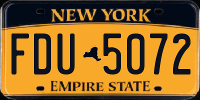 NY license plate FDU5072