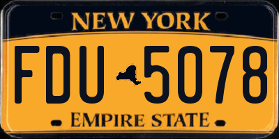 NY license plate FDU5078