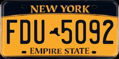 NY license plate FDU5092