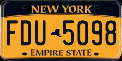 NY license plate FDU5098